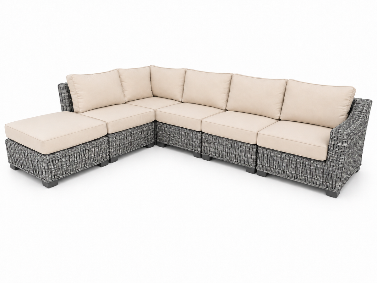 Seacoast – 6pc Sectional Set in gray wicker
