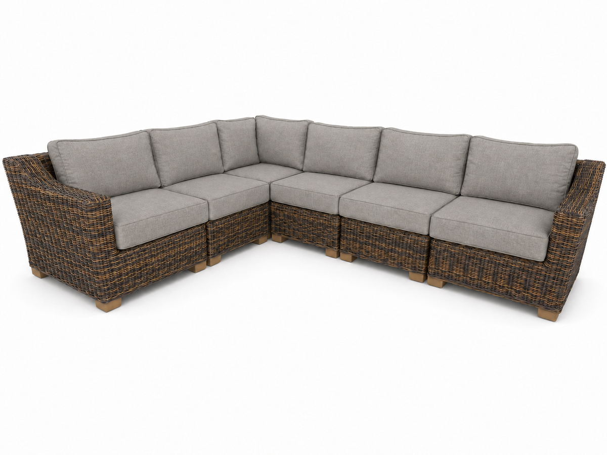 Seacoast – 8 X10 Sectional in brown wicker, Cast Shale (40432)