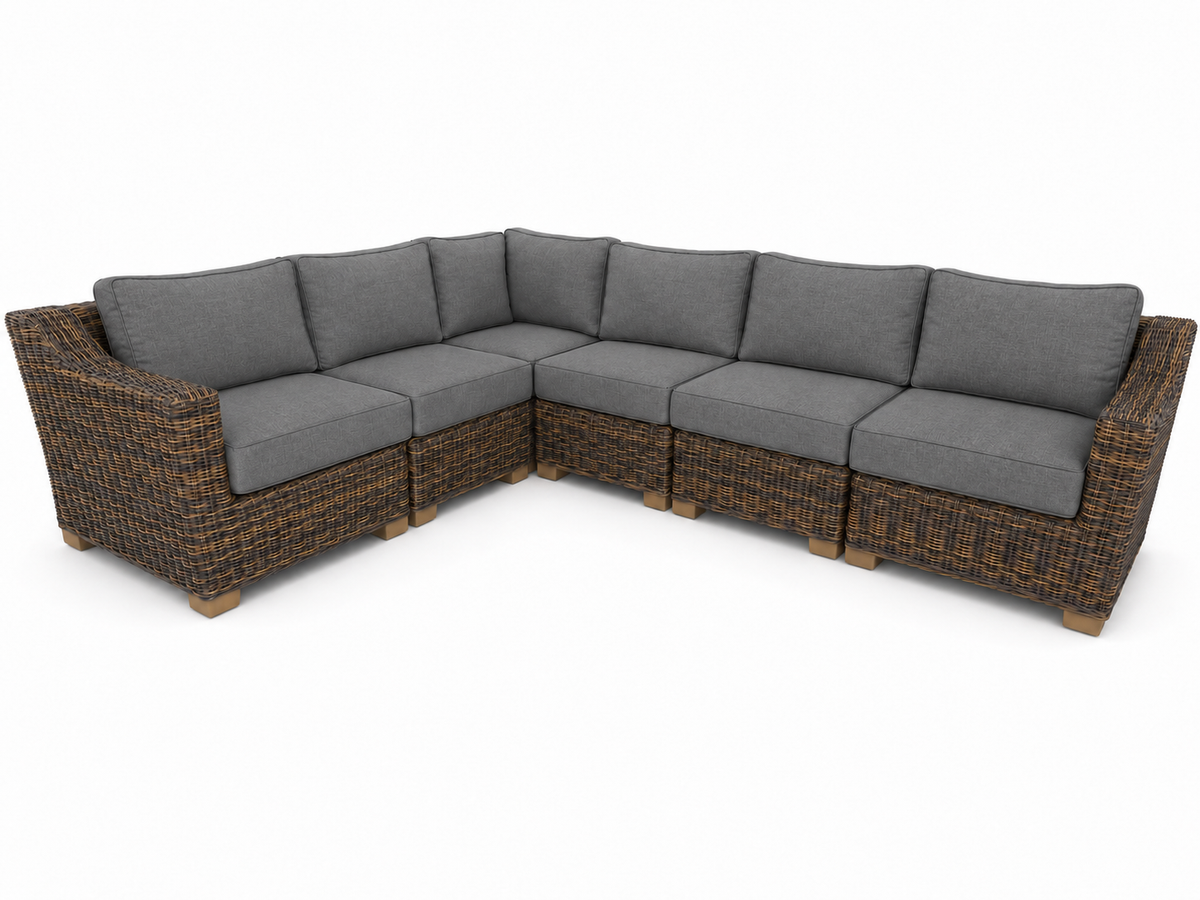 Seacoast – 8 X10 Sectional in brown wicker, Cast Slate (40434)