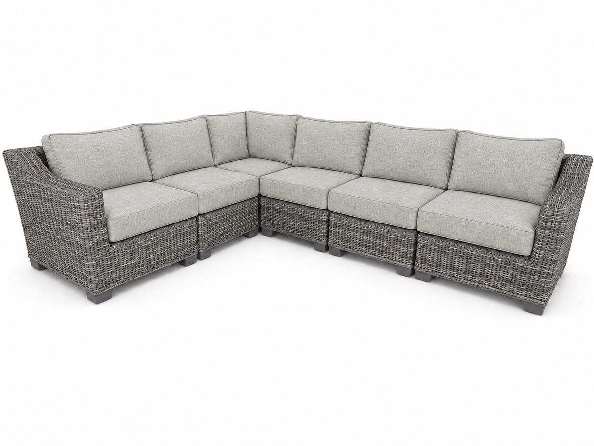 Seacoast – 8 X10 Sectional in gray wicker, Canvas Granite (5402)