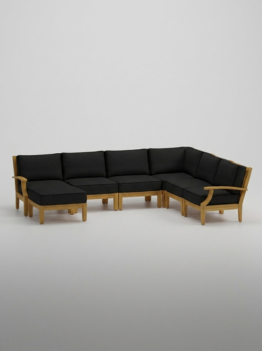 07A Mila U-Shape Sectional Set - Canvas Black - Jrs Patio San Diego