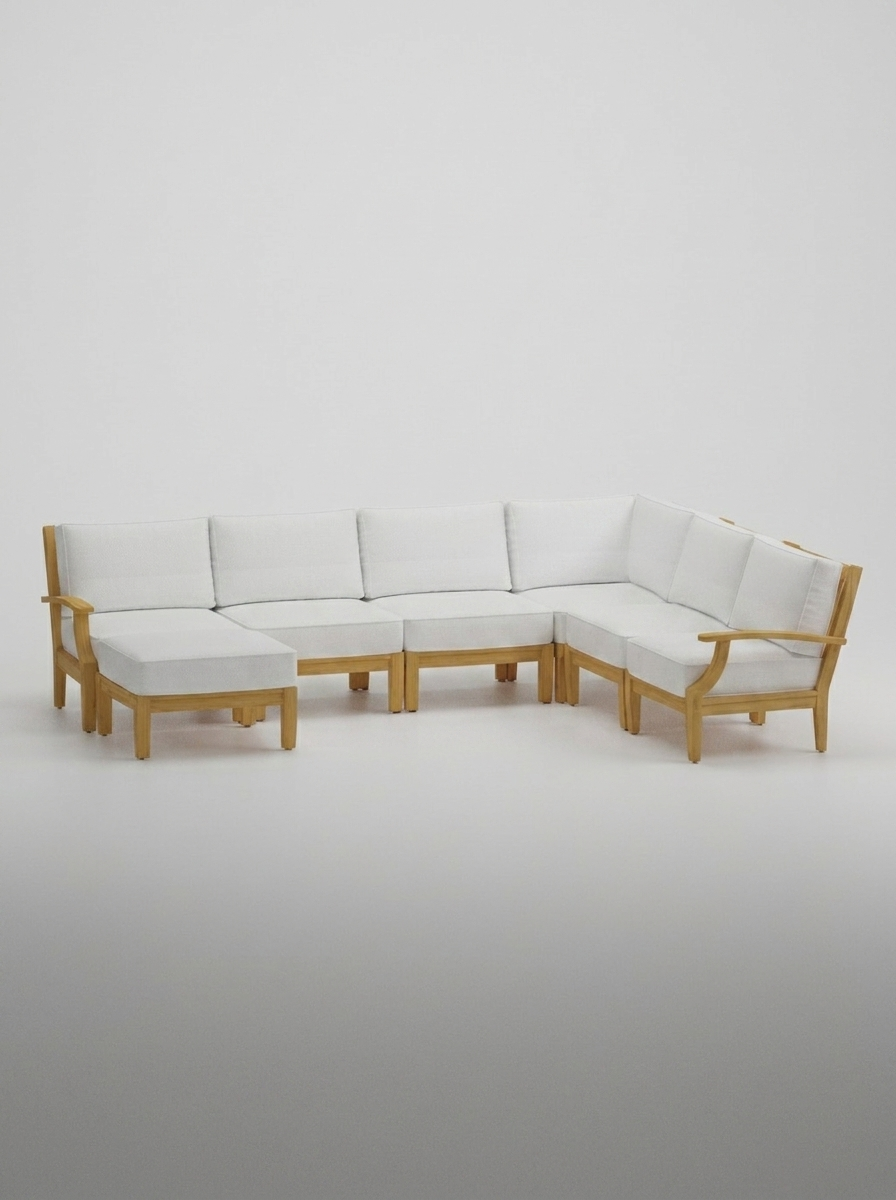 07A Mila U-Shape Sectional Set - Olefin White - Jrs Patio San Diego