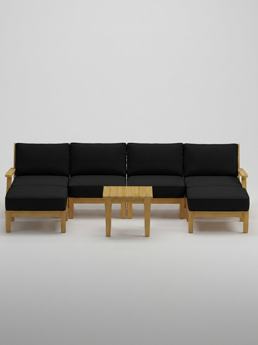 07C Mila U-Shape Sectional - Canvas Black - Jrs Patio San Diego