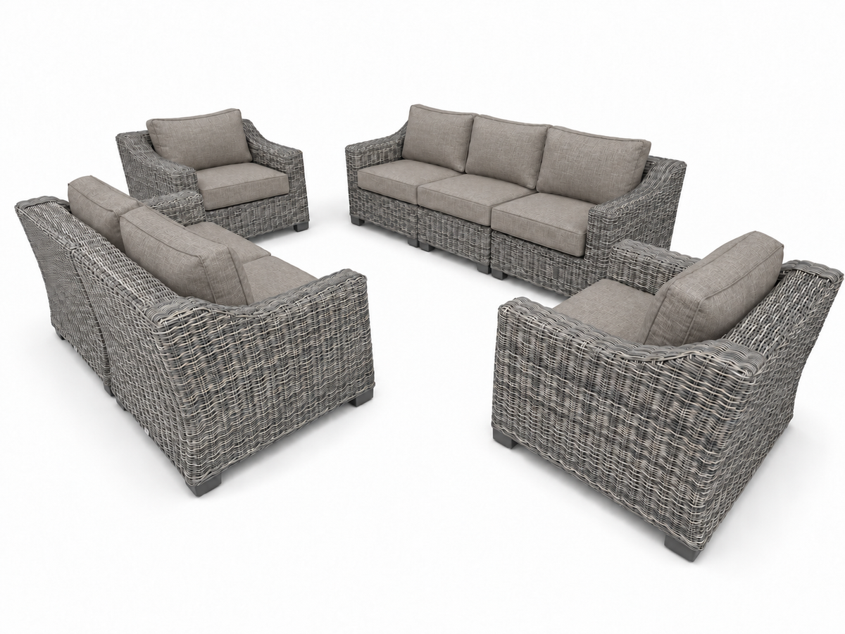 Seacoast – Outdoor Lounge Set in gray wicker, Cast Shale (40432)