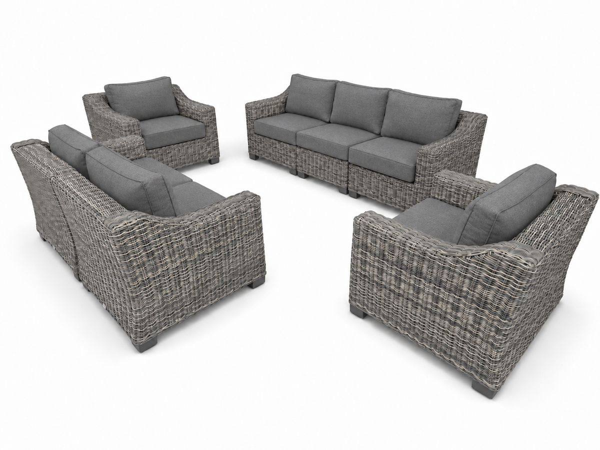 Seacoast – Outdoor Lounge Set in gray wicker, Cast Slate (40434)