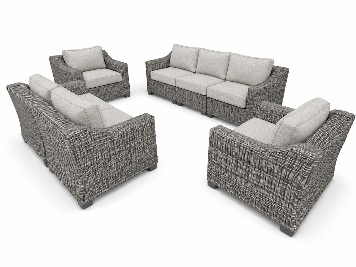 Seacoast – Outdoor Lounge Set in gray wicker, Canvas Granite (5402)