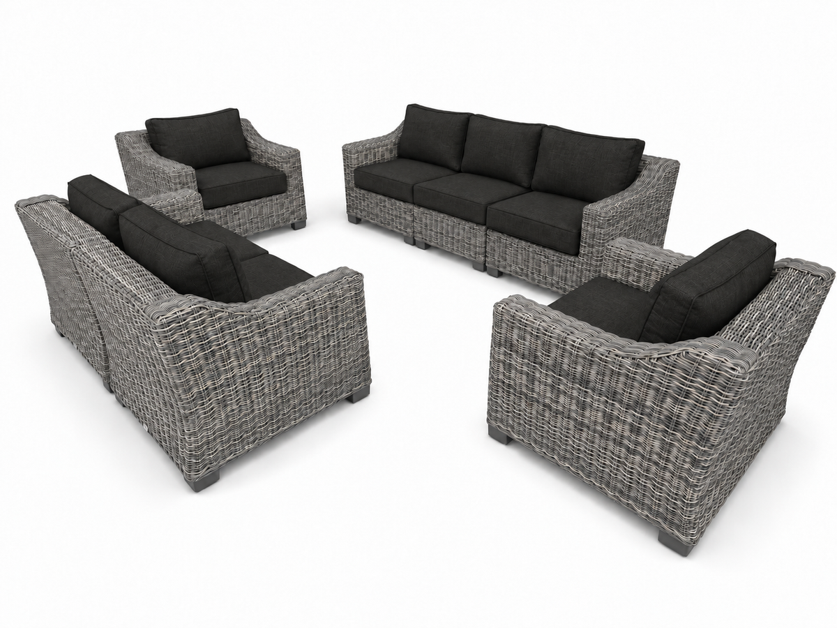 Seacoast – Outdoor Lounge Set in gray wicker, Canvas Black (5408)