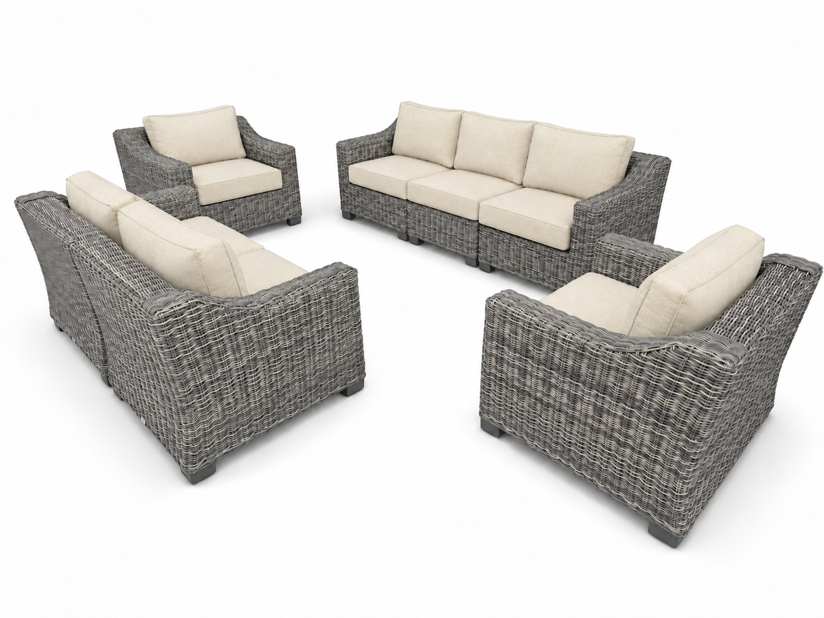 Seacoast – Outdoor Lounge Set in gray wicker, Canvas Canvas (5453)