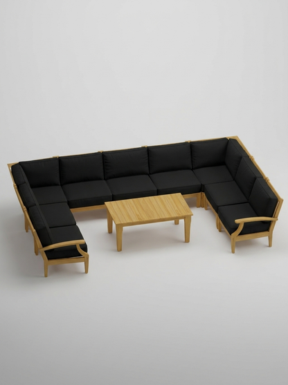10A Mila U Sectional 10pc - Canvas Black - Jrs Patio San Diego