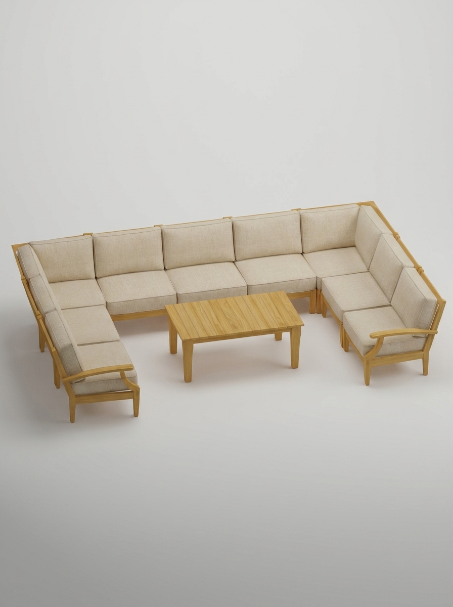 10A Mila U Sectional 10pc - Canvas Flax - Jrs Patio San Diego