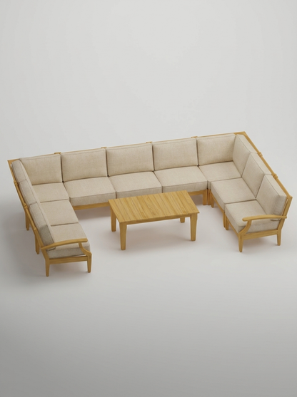 10A Mila U Sectional 10pc - Canvas Flax - Jrs Patio San Diego