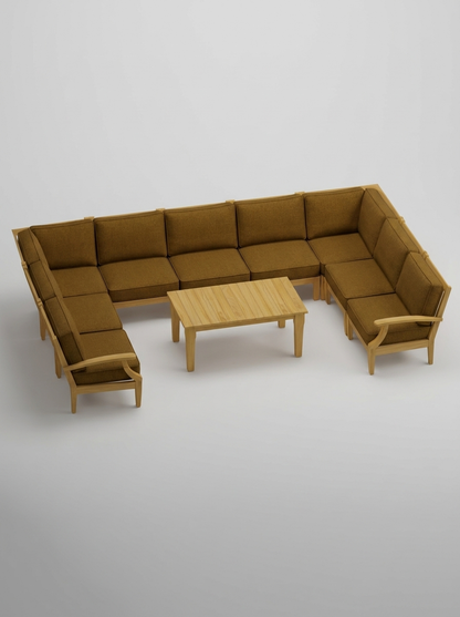 10A Mila U Sectional 10pc - Canvas Teak - Jrs Patio San Diego