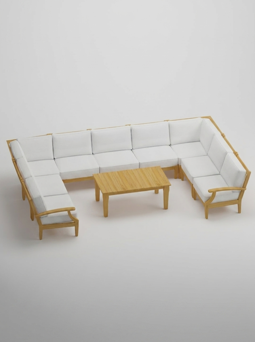 10A Mila U Sectional 10pc - Olefin White - Jrs Patio San Diego