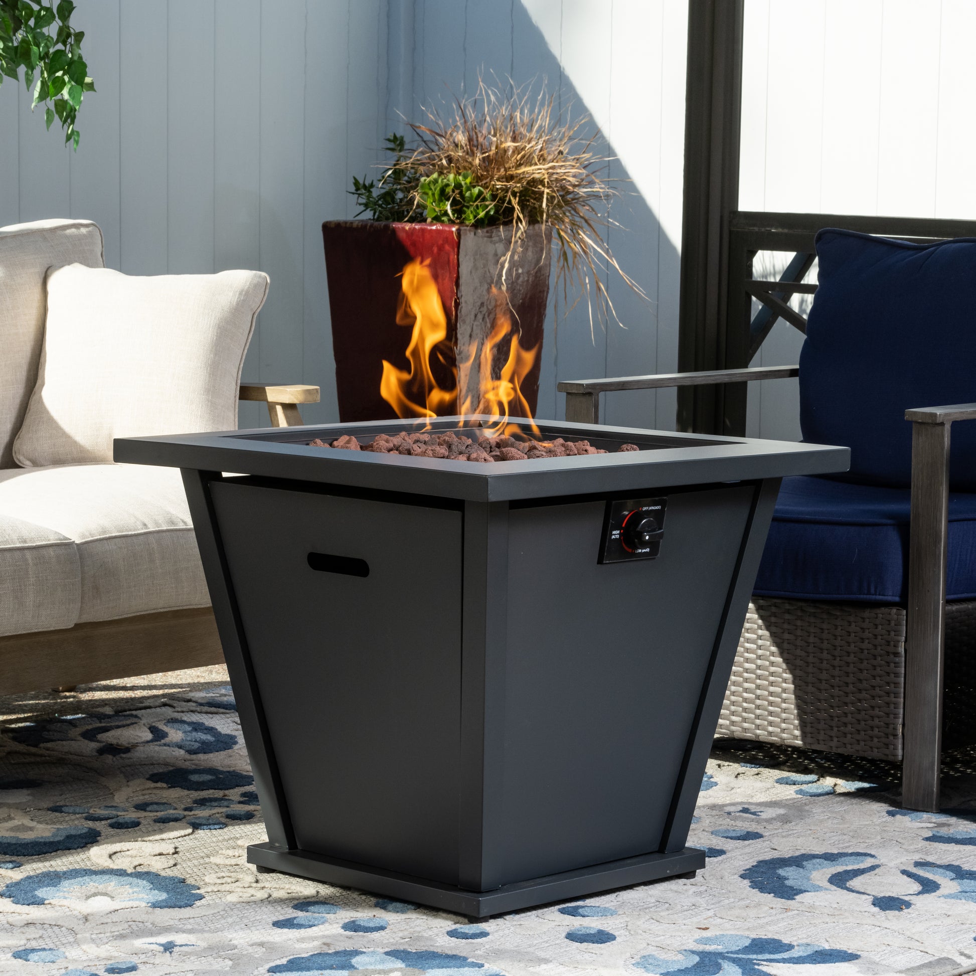 Bond 28" Square Outdoor Gas Fire Pit with Convertible Table Lid