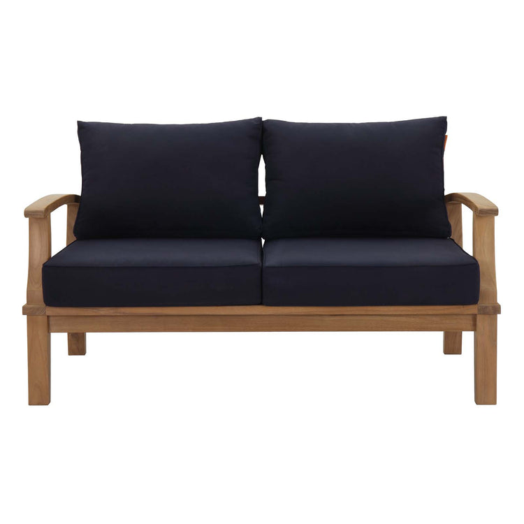 Marina Outdoor Patio Teak Loveseat - Natural Navy