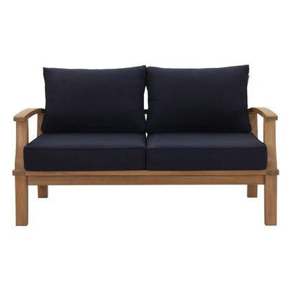 Marina Outdoor Patio Teak Loveseat - Natural Navy