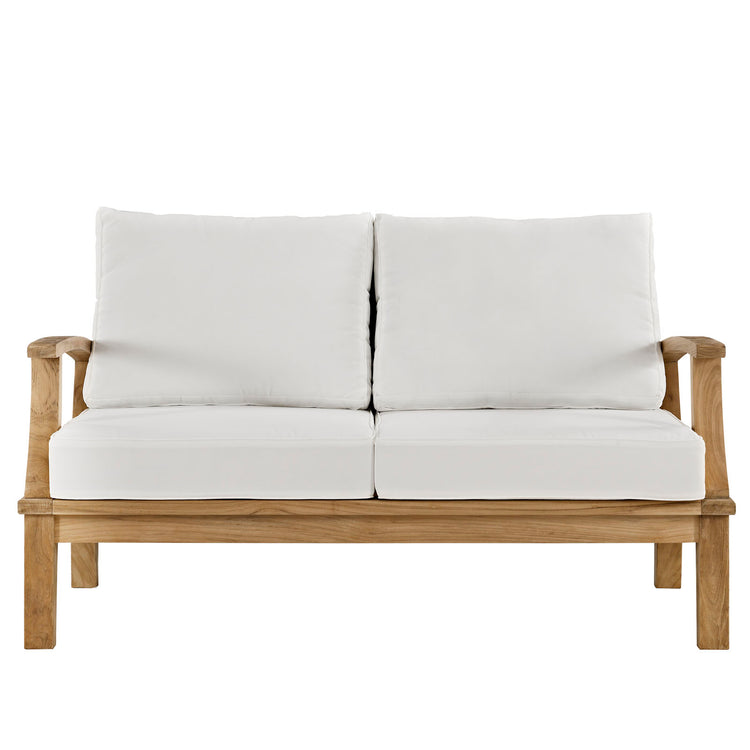 Marina Outdoor Patio Teak Loveseat - Natural White