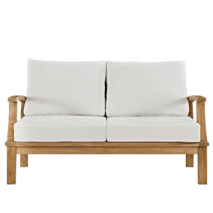 Marina Outdoor Patio Teak Loveseat - Natural White