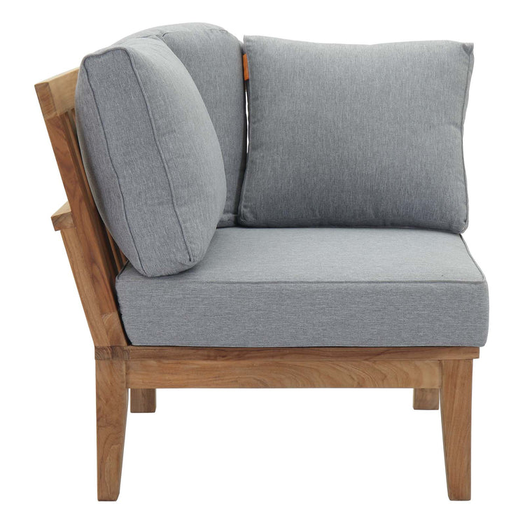 Marina Outdoor Patio Teak Corner Sofa - Natural Gray