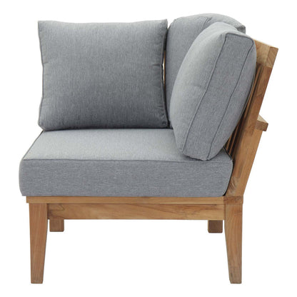 Marina Outdoor Patio Teak Corner Sofa - Natural Gray
