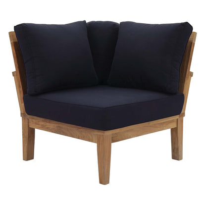 Marina Outdoor Patio Teak Corner Sofa - Natural Navy
