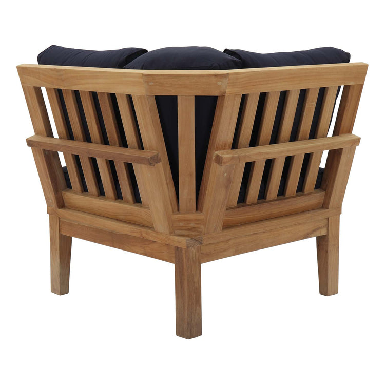 Marina Outdoor Patio Teak Corner Sofa - Natural Navy