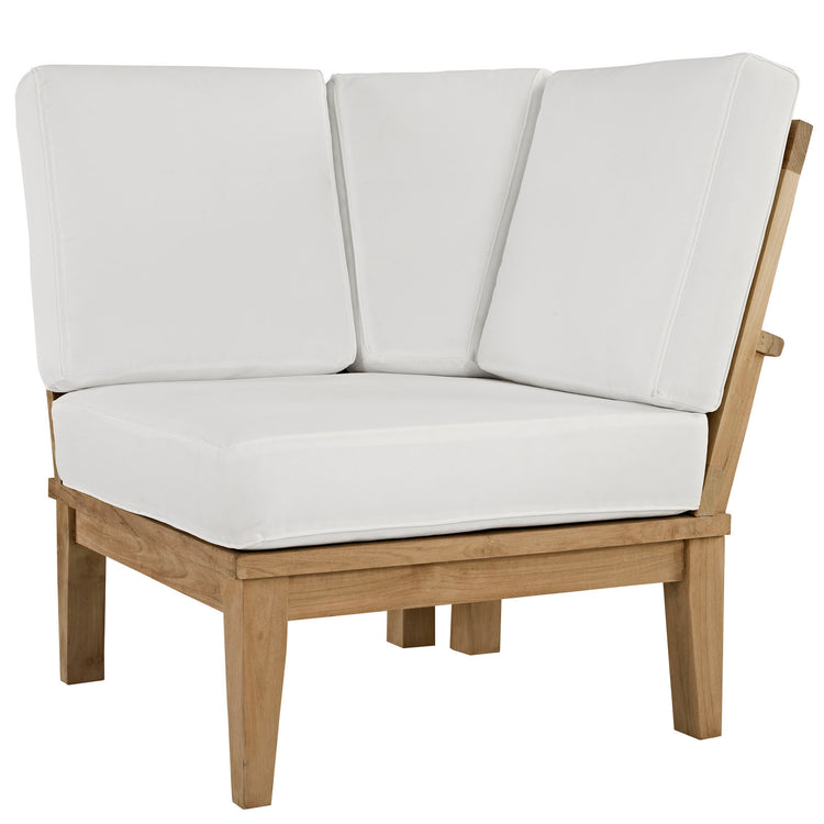 Marina Outdoor Patio Teak Corner Sofa - Natural White