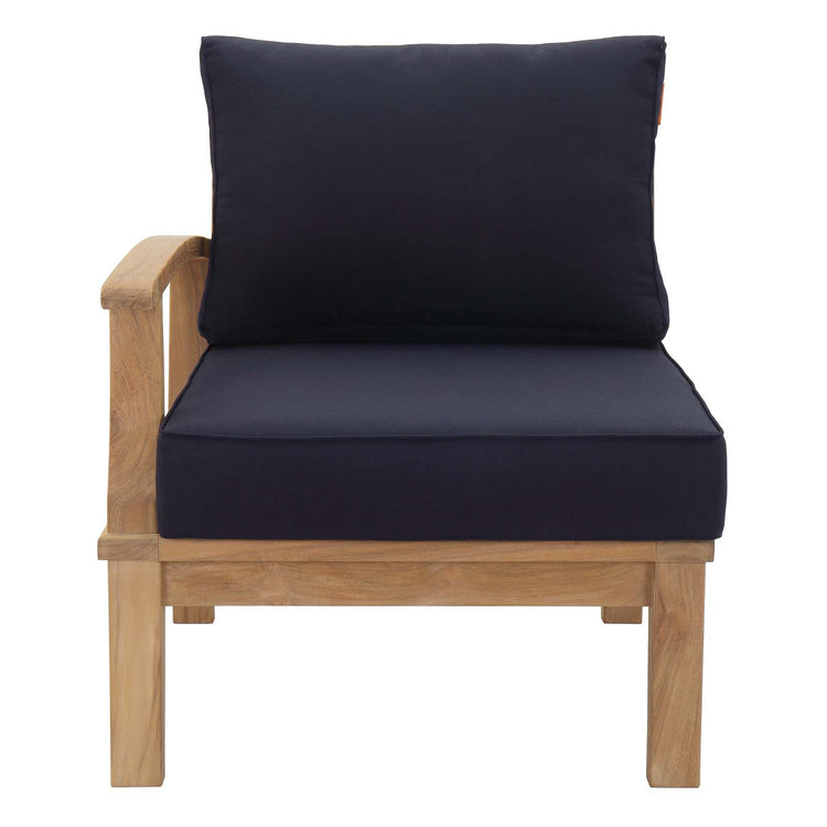 Marina Outdoor Patio Teak Left-Facing Sofa - Natural Navy