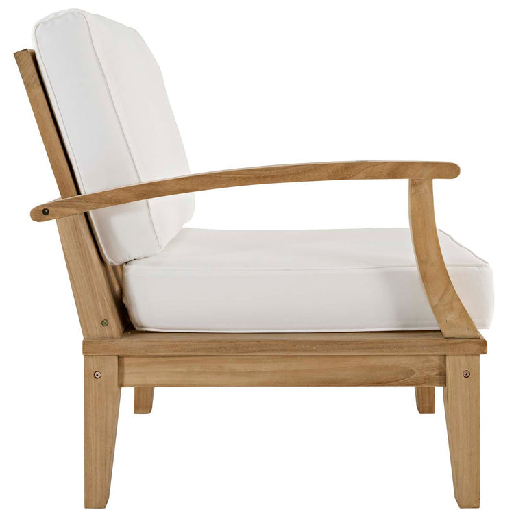 Marina Outdoor Patio Teak Left-Facing Sofa - Natural White