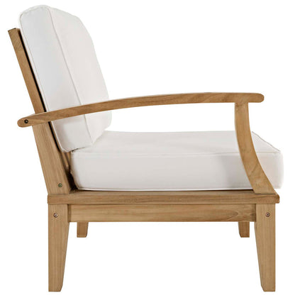 Marina Outdoor Patio Teak Left-Facing Sofa - Natural White