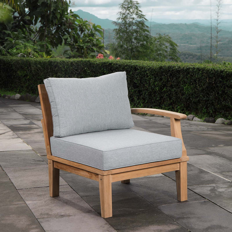 Marina Outdoor Patio Teak Right-Facing Sofa - Natural Gray