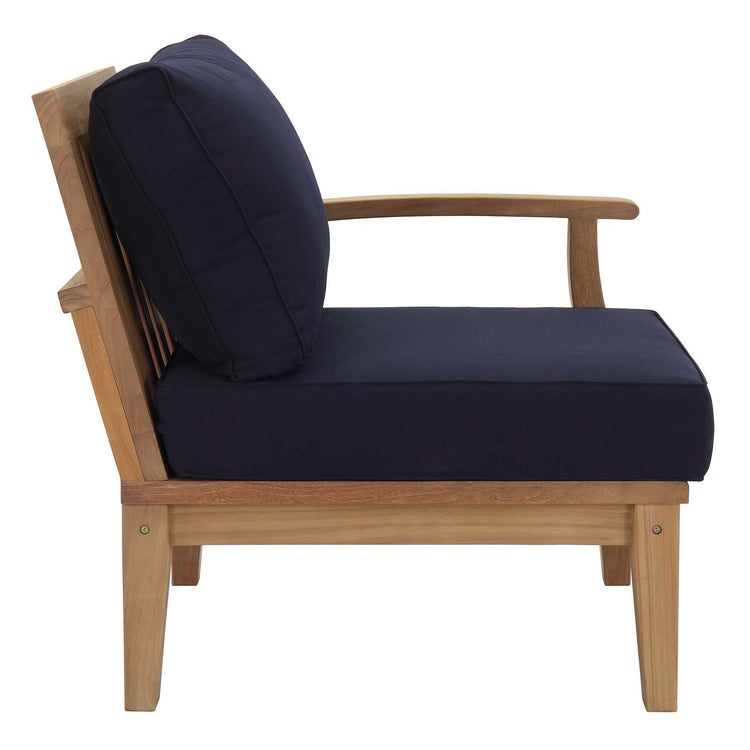 Marina Outdoor Patio Teak Right-Facing Sofa - Natural Navy