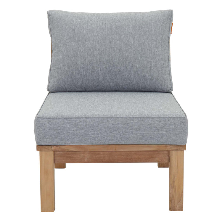 Marina Armless Outdoor Patio Teak Sofa - Natural Gray