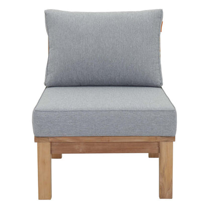 Marina Armless Outdoor Patio Teak Sofa - Natural Gray