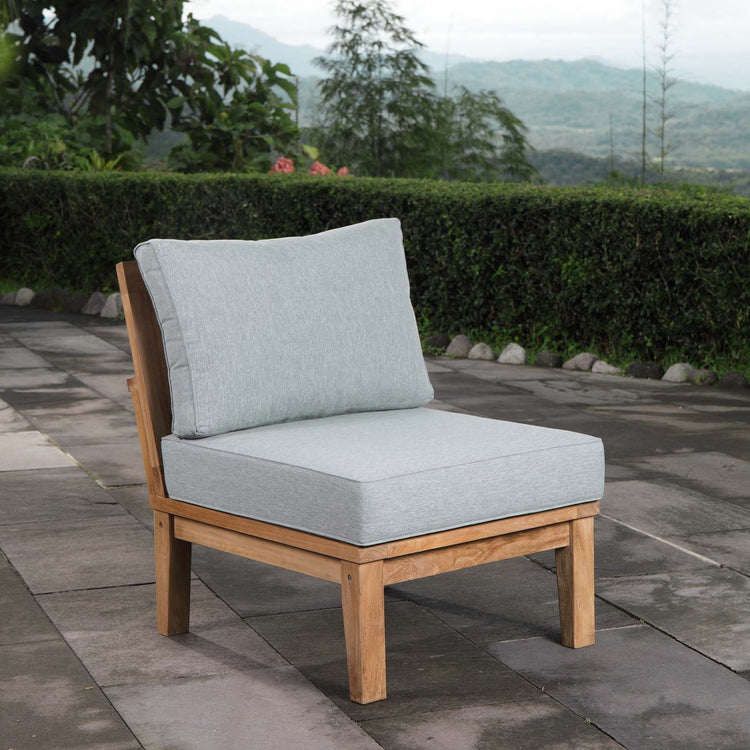 Marina Armless Outdoor Patio Teak Sofa - Natural Gray