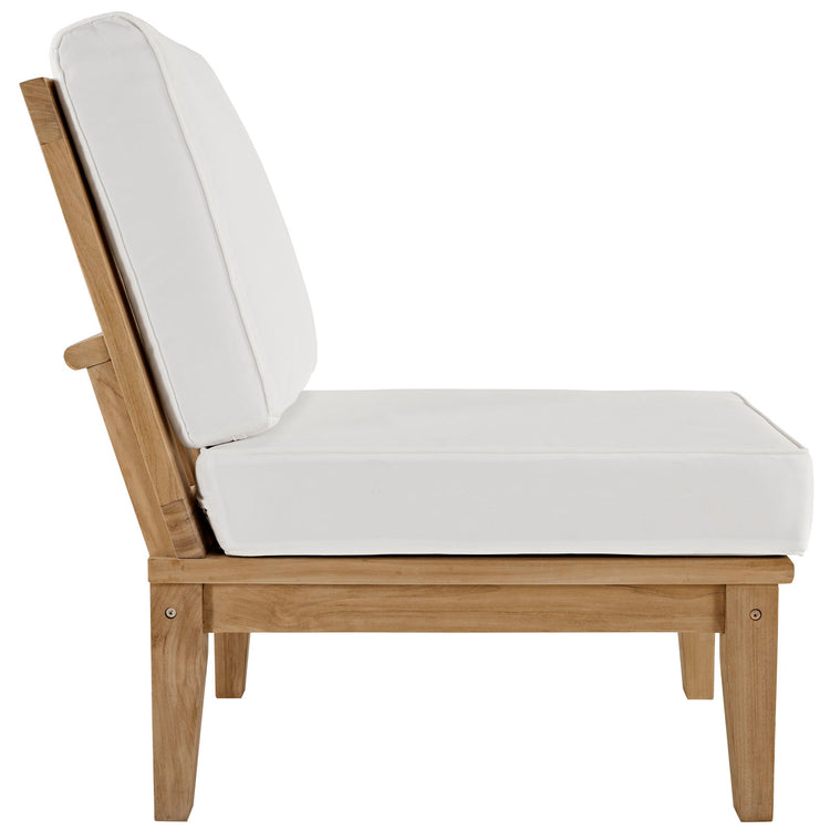 Marina Armless Outdoor Patio Teak Sofa - Natural White