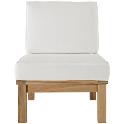 Marina Armless Outdoor Patio Teak Sofa - Natural White