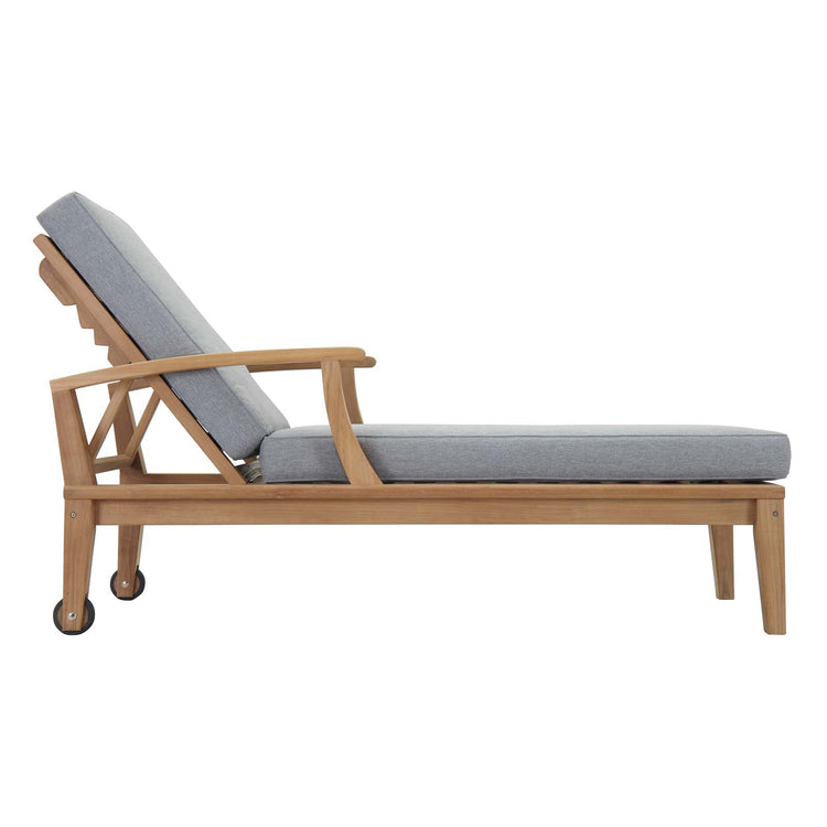 Marina Outdoor Patio Teak Single Chaise - Natural Gray