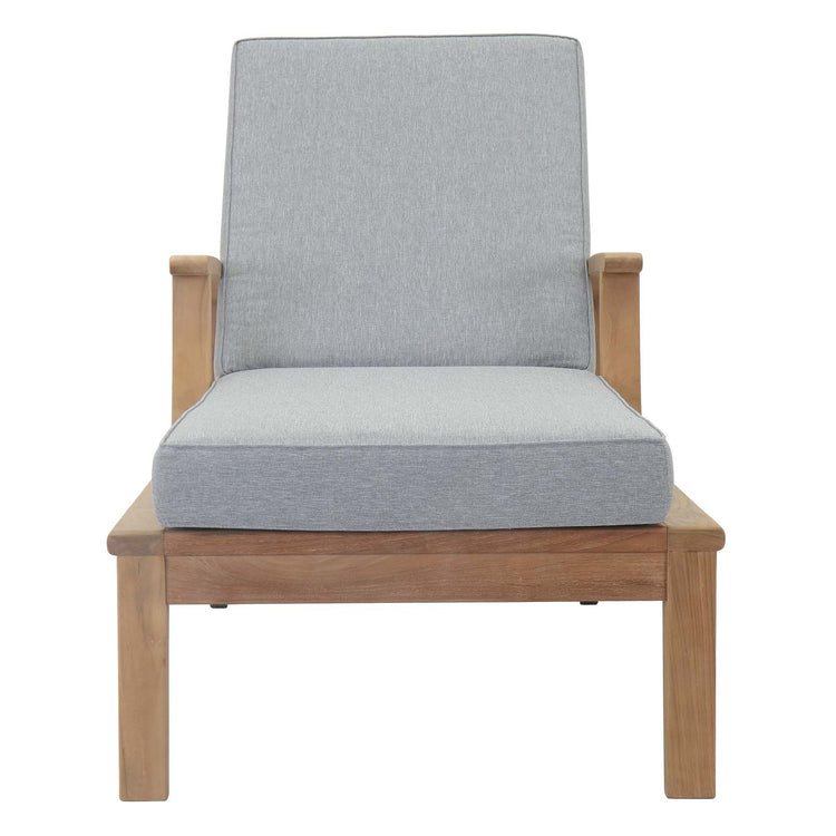 Marina Outdoor Patio Teak Single Chaise - Natural Gray