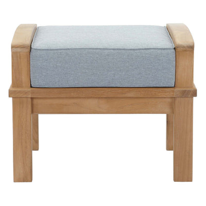 Marina Outdoor Patio Teak Ottoman - Natural Gray