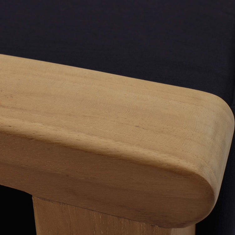 Marina Outdoor Patio Teak Ottoman - Natural Navy