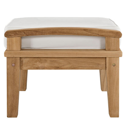 Marina Outdoor Patio Teak Ottoman - Natural White