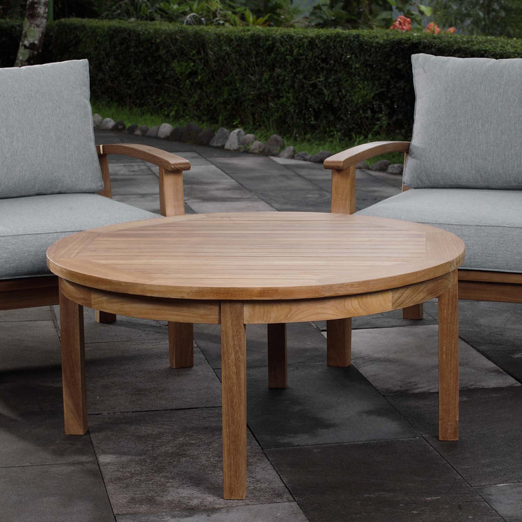 Marina Outdoor Patio Teak Round Coffee Table - Default Title