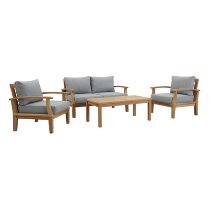 Marina 4 Piece Outdoor Patio Teak Set - Natural Gray