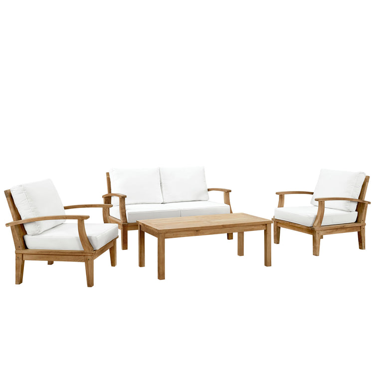 Marina 4 Piece Outdoor Patio Teak Set - Natural White