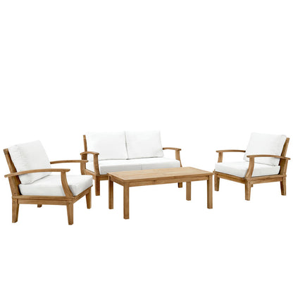 Marina 4 Piece Outdoor Patio Teak Set - Natural White