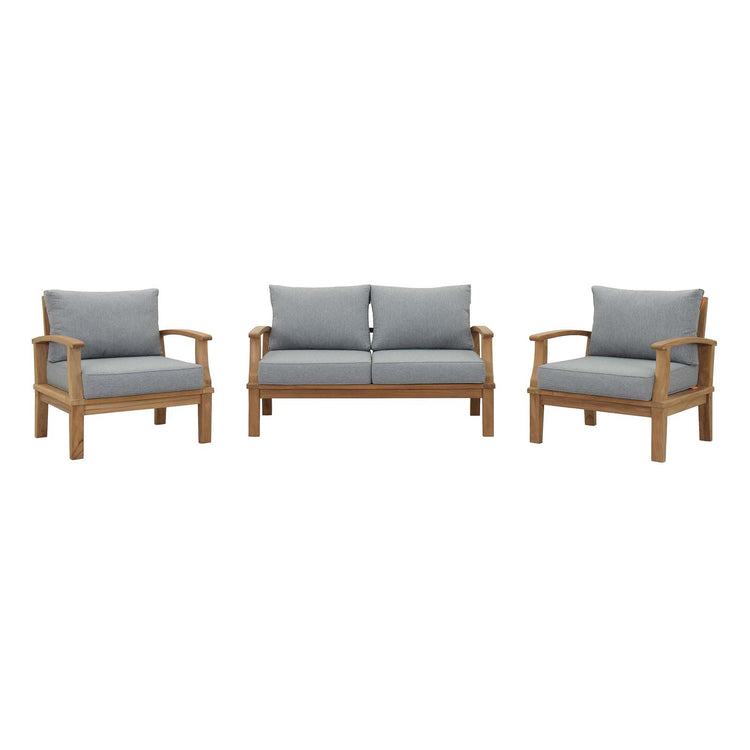Marina 3 Piece Outdoor Patio Teak Set - Natural Gray