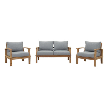 Marina 3 Piece Outdoor Patio Teak Set - Natural Gray