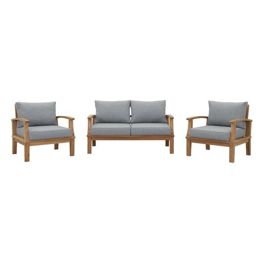 Marina 3 Piece Outdoor Patio Teak Set - Natural Gray