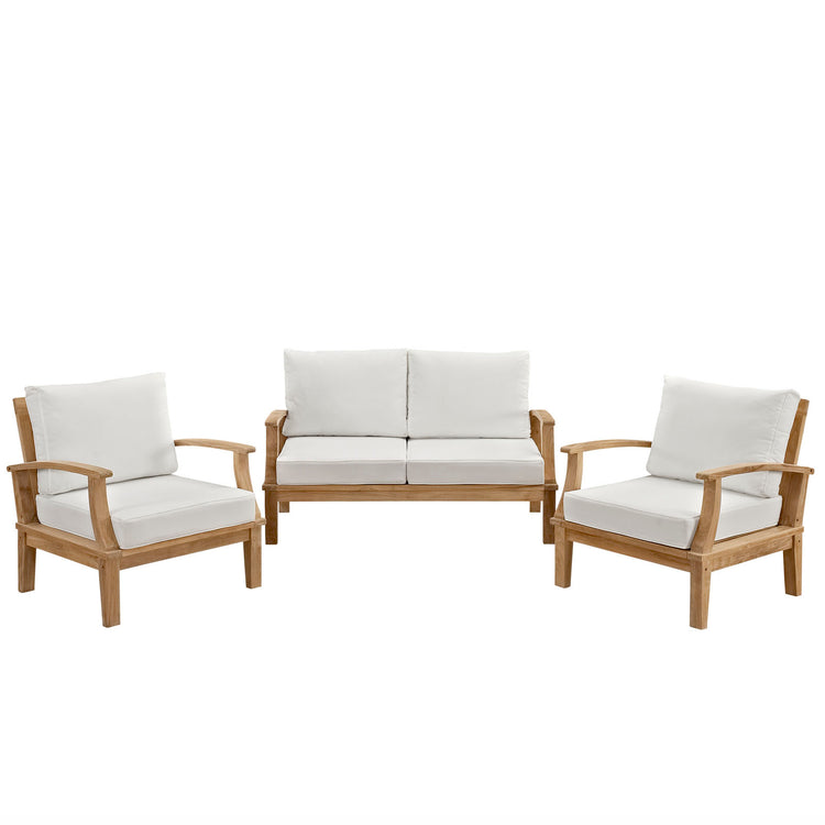Marina 3 Piece Outdoor Patio Teak Set - Natural White